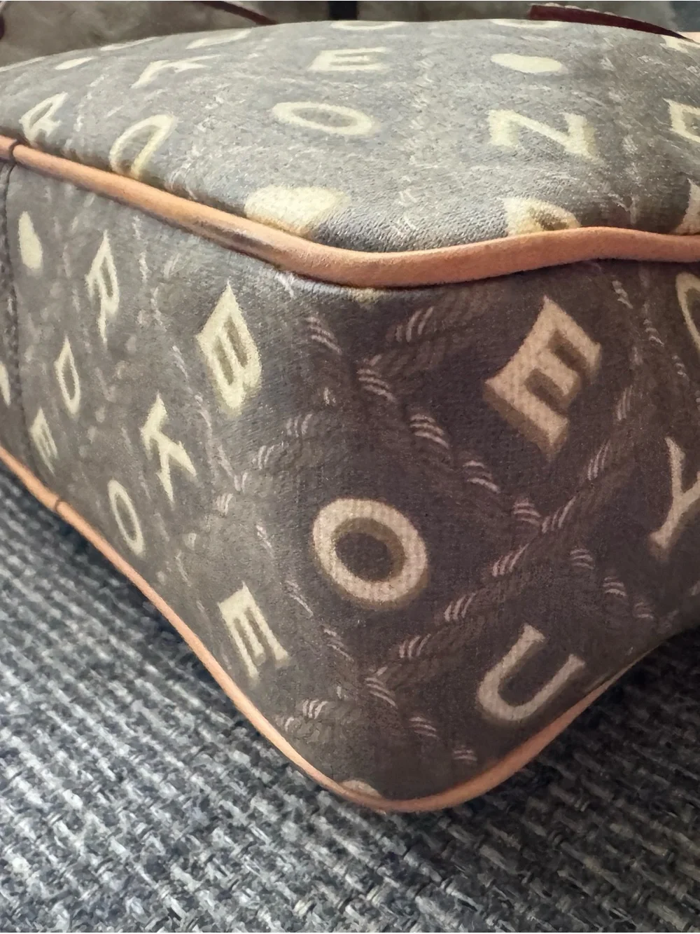 New -Dooney & Bourke Samuela Small Suitcase Satchel Crossbody Brown Monogram EUC